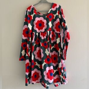 Hanna Andersson Floral Long-Sleeve Dress in Pink, Red & Green